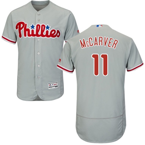 Phillies #11 Tim McCarver Grey Flexbase Authentic Collection Stitched MLB Jersey